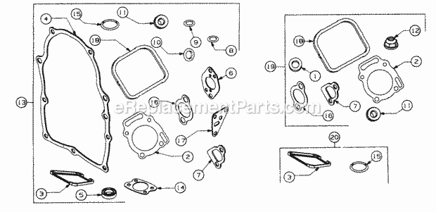 Gasket Set, Valve Overhaul Kit And Breather G Diagram and Parts List for 5416R 457900-460859, 553C562K100, 554C562K100 Cub Cadet Lawn Mower